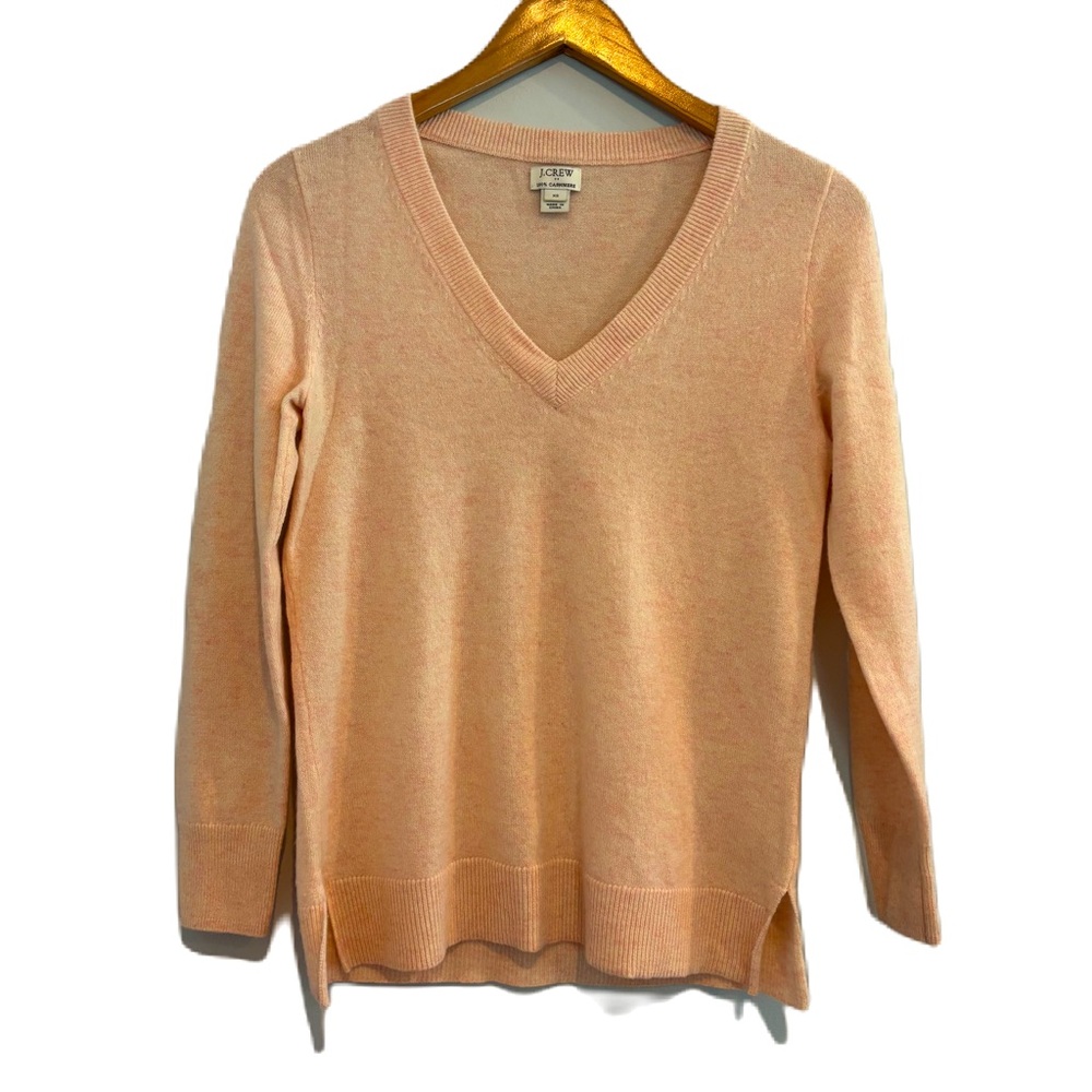 J. Crew Factory Cashmere Women's Pale Peach V-neck Sweater Size XS
